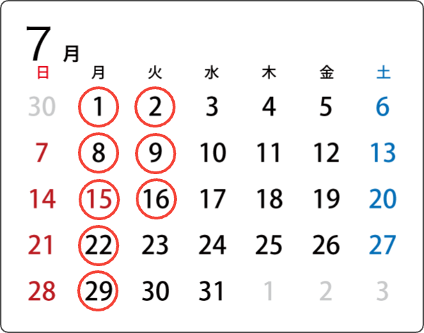 2024-07営業日カレンダー